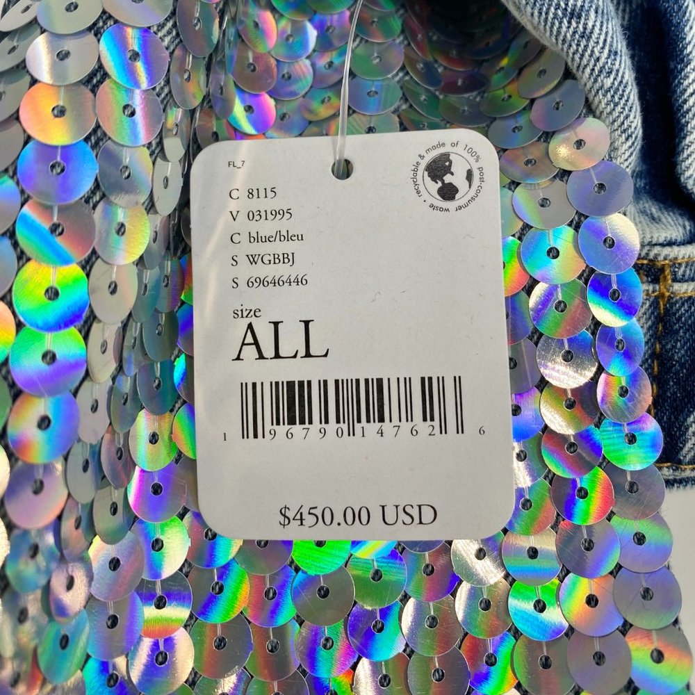 NWT Free People x Wren + Glory David Bowie Sequin Denim Jacket | OS - Picture 4 of 12